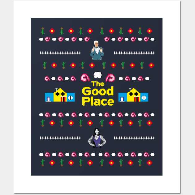 the good place ugly christmas sweater pattern Wall Art by Naive Rider